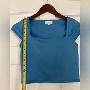 Elegant Blue Square Neck Blouse